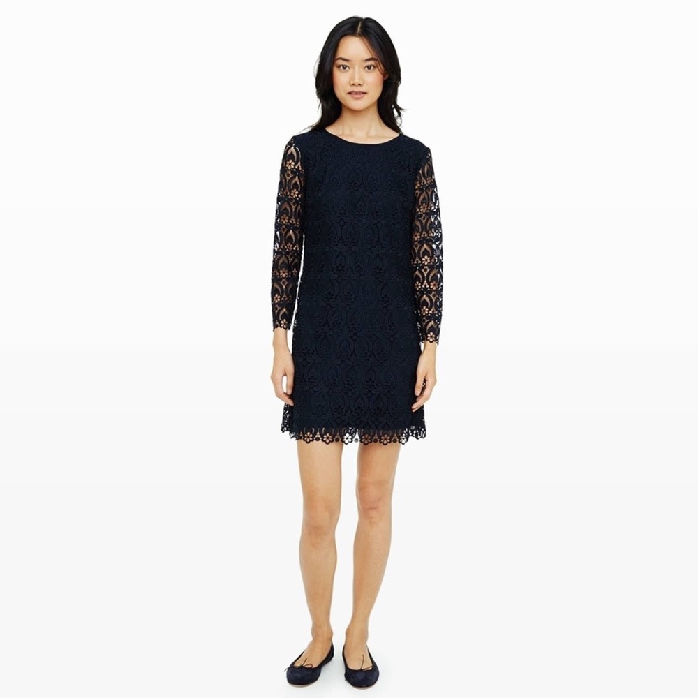 Club Monaco Amalia Black Lace Overlay Long Sleeve Midi Dress Size 4